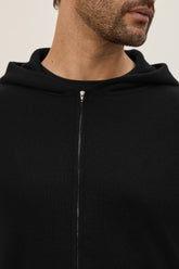 Cardigan Sunset in Cashmere e Seta con Cappuccio - Nero | Umit Benan