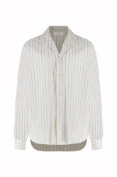 Franco Shirt in Silk and Cotton - Multi-Pinstripes Beige | Umit Benan