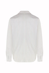 Franco Shirt in Silk and Cotton - Multi-Pinstripes Beige | Umit Benan