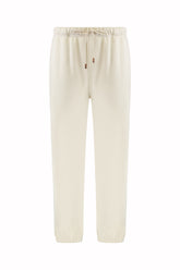 Pantaloni Joggers Sly in Cotone, Seta e Cashmere - Panna | Umit Benan