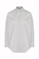 Marghe Shirt in Silk and Cotton - Multi-Pinstripes Beige | Umit Benan