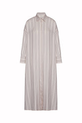 Cassis Shirt Dress in Silk - Sunrise Stripes | Umit Benan