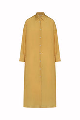 Cassis Shirt Dress in Silk - Gold | Umit Benan