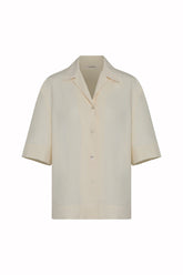 Michelle Short Sleeve Shirt in Silk - Cream | Umit Benan