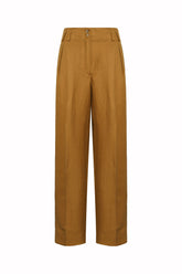 Diane Trousers in Linen and Silk - Mustard | Umit Benan