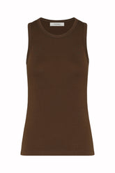 Kate Tank Top in Cashmere and Cotton - Chocolate | Umit Benan