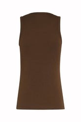 Kate Tank Top in Cashmere and Cotton - Chocolate | Umit Benan