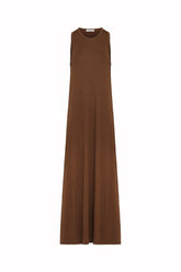 Kate Ribb Dress in Cashmere and Cotton - Chocolate | Umit Benan