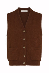 Gilet Marisa in Seta e Cashmere - Cioccolato | Umit Benan