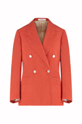 Luisa Blazer in Linen and Silk - Tomato | Umit Benan