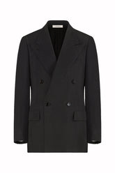 Luisa Blazer in Linen and Silk - Black | Umit Benan
