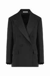 Luisa Tuxedo Blazer in Silk and Wool - Black | Umit Benan