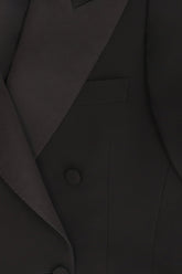 Luisa Tuxedo Blazer in Silk and Wool - Black | Umit Benan