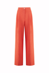 Luisa Trousers in Linen and Silk - Tomato | Umit Benan