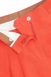 Luisa Trousers in Linen and Silk - Tomato | Umit Benan
