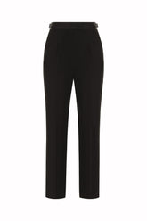 Marghe Tuxedo Trousers in Silk and Wool - Black | Umit Benan