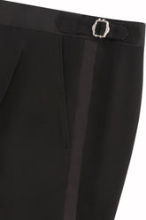 Marghe Tuxedo Trousers in Silk and Wool - Black | Umit Benan