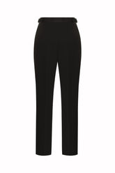 Marghe Tuxedo Trousers in Silk and Wool - Black | Umit Benan