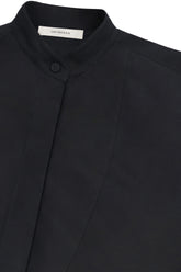 Luisa Tuxedo Shirt in Cotton and Silk - Black | Umit Benan