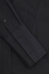 Luisa Tuxedo Shirt in Cotton and Silk - Black | Umit Benan