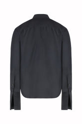 Luisa Tuxedo Shirt in Cotton and Silk - Black | Umit Benan