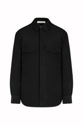 Jonah Overshirt in Linen and Silk - Black | Umit Benan