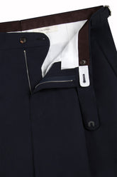 Pietro Trousers in Cotton and Silk - Dark Navy | Umit Benan